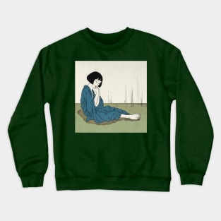 Lonely brunette asian woman Crewneck Sweatshirt